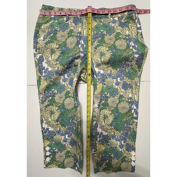 Talbots Perfect Crop Breezy Floral Green‎ Blue Yellow White Capri Stretch Sz 12 - Picture 5 of 7